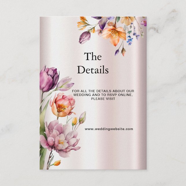 Colourful Spring Flowers Detail Enclosure Card (Front)