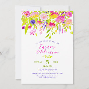Colourful Spring Flowers Easter Invitation