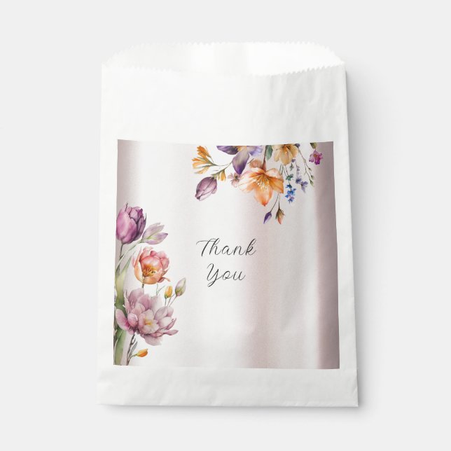 Colourful Spring Flowers Favour Bag (Front)