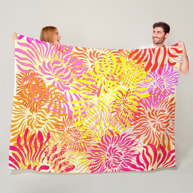 Colourful Spring Flowers Fleece Blanket (In Situ)