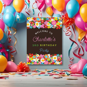 Colourful Spring Flowers Garden Birthday Welcome Poster