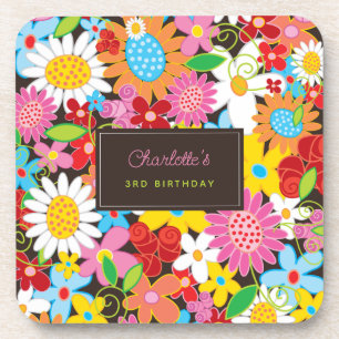 Colourful Spring Flowers Garden Cork Coaster