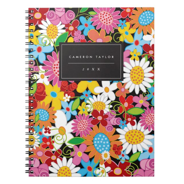 Colourful Spring Flowers Garden Custom Notebook (Front)