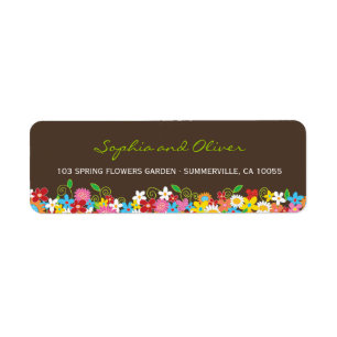Colourful Spring Flowers Garden Whimsical Address Return Address Label