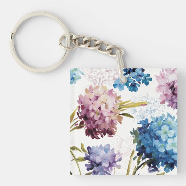 Colourful Spring Flowers Key Ring (Front)