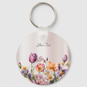 Colourful Spring Flowers Keychain