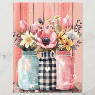 colourful spring flowers mason jar scrapbook paper