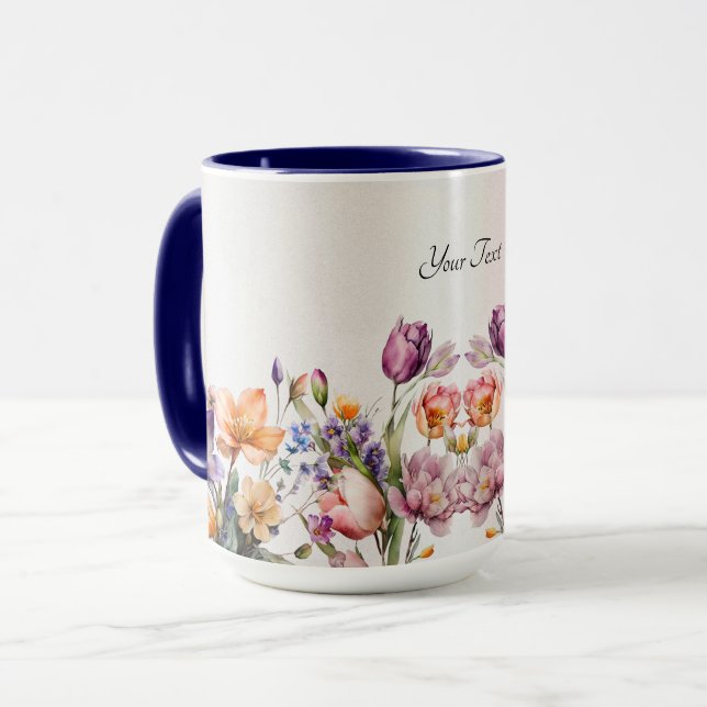 Colourful Spring Flowers Mug (Front Left)