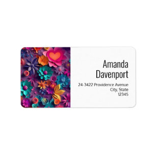 Colourful Spring Flowers Pattern Address Label