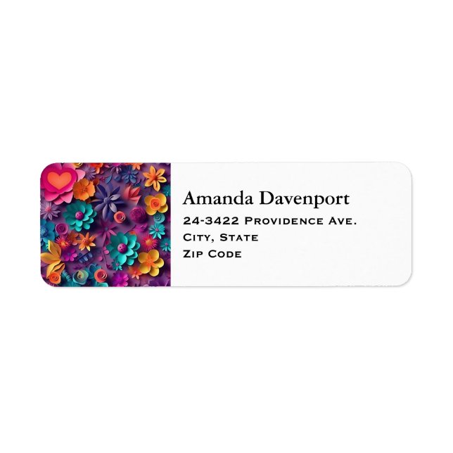 Colourful Spring Flowers Pattern Address Return Address Label (Front)