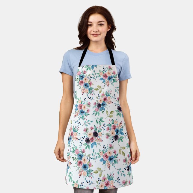 Colourful spring flowers pattern apron (Worn)
