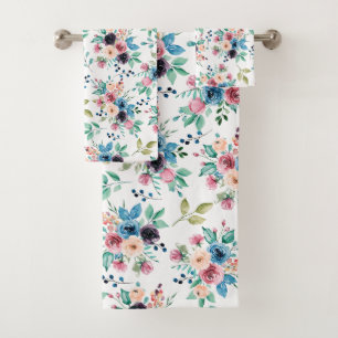 Colourful spring flowers Pattern Bath Towel Set