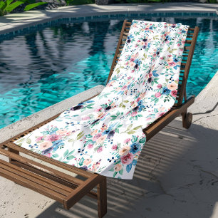 Colourful spring flowers pattern beach towel