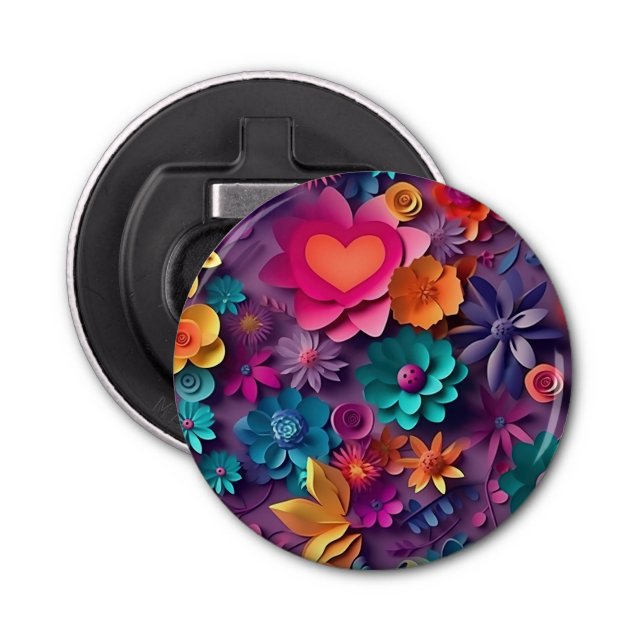 Colourful Spring Flowers Pattern Bottle Opener (Front)