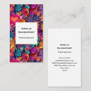 Colourful Spring Flowers Pattern Business Card