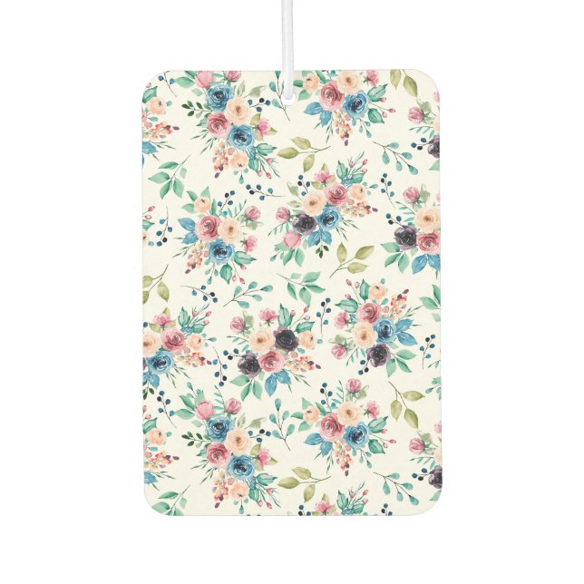 Colourful spring flowers pattern car air freshener (Front)