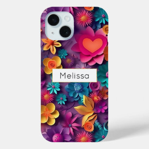 Colourful Spring Flowers Pattern iPhone 15 Case