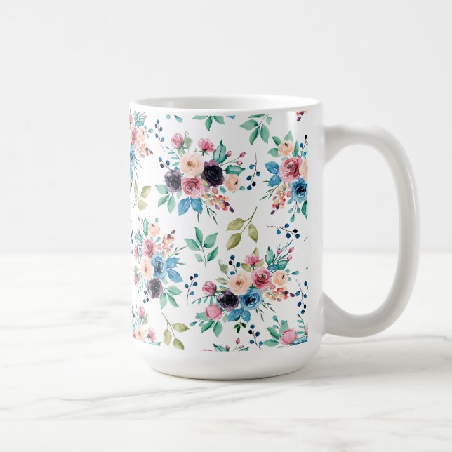 Colourful spring flowers pattern coffee mug (Right)