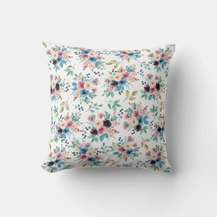Colourful spring flowers pattern cushion
