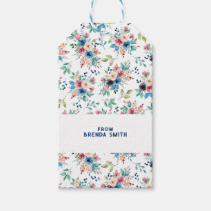 Colourful spring flowers pattern gift tags