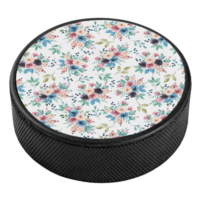 Colourful spring flowers pattern hockey puck (3/4)
