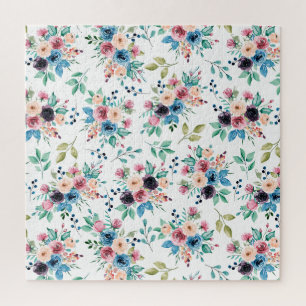 Colourful spring flowers pattern jigsaw puzzle