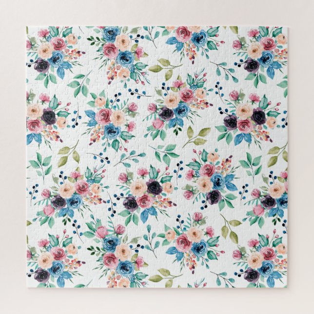 Colourful spring flowers pattern jigsaw puzzle (Vertical)