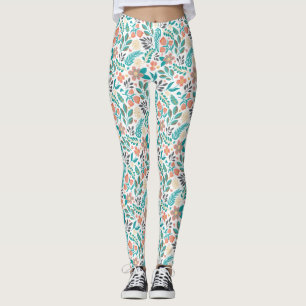 Colourful spring flowers pattern leggings