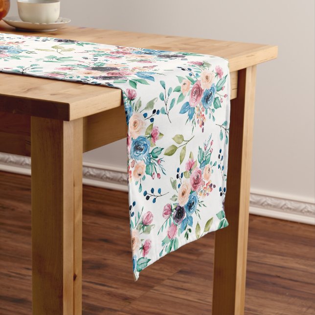 Colourful spring flowers pattern long table runner (In Situ)