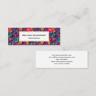Colourful Spring Flowers Pattern Mini Business Card