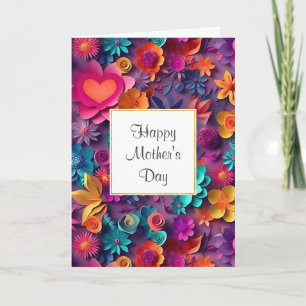 Colourful Spring Flowers Pattern Mother's Day Card