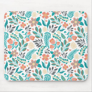 Colourful spring flowers pattern mouse pad