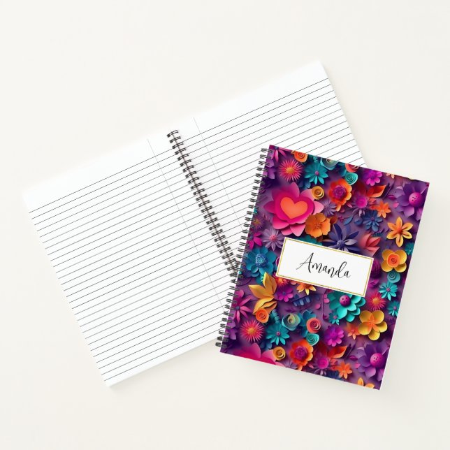 Colourful Spring Flowers Pattern Notebook (Inside)