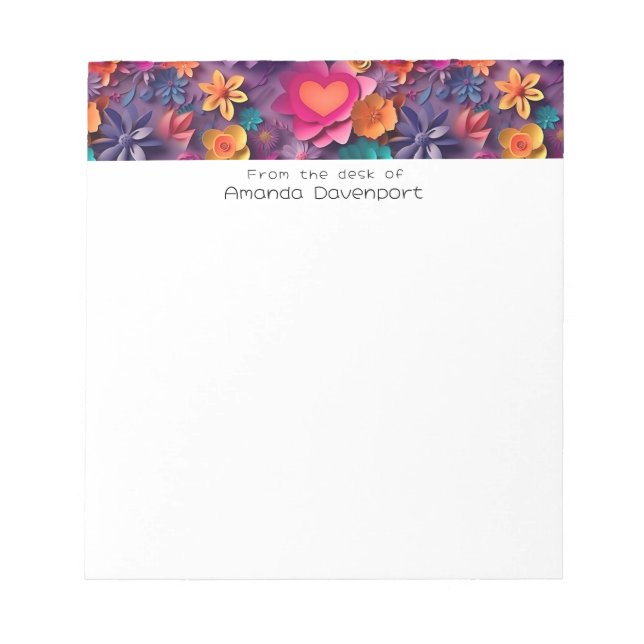 Colourful Spring Flowers Pattern Notepad (Front)