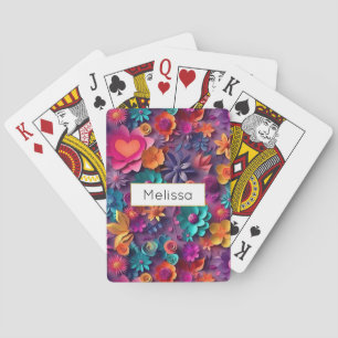 Colourful Spring Flowers Pattern Playing Cards