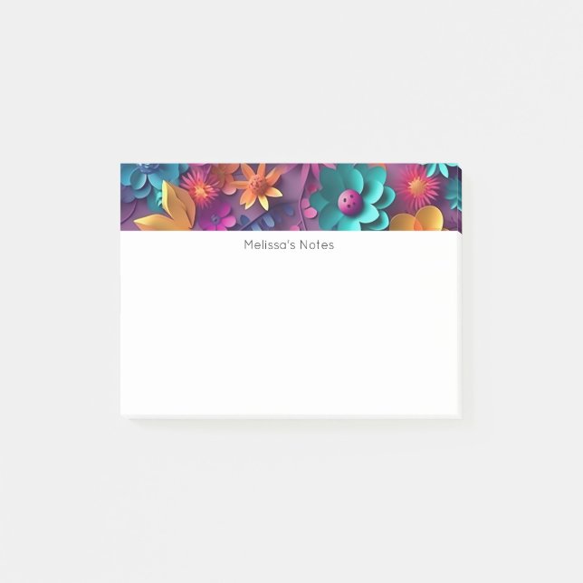 Colourful Spring Flowers Pattern Post-it Notes (Front)