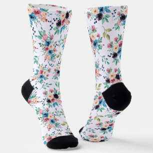 Colourful spring flowers pattern socks