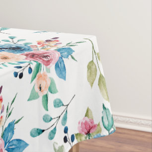 Colourful spring flowers pattern tablecloth