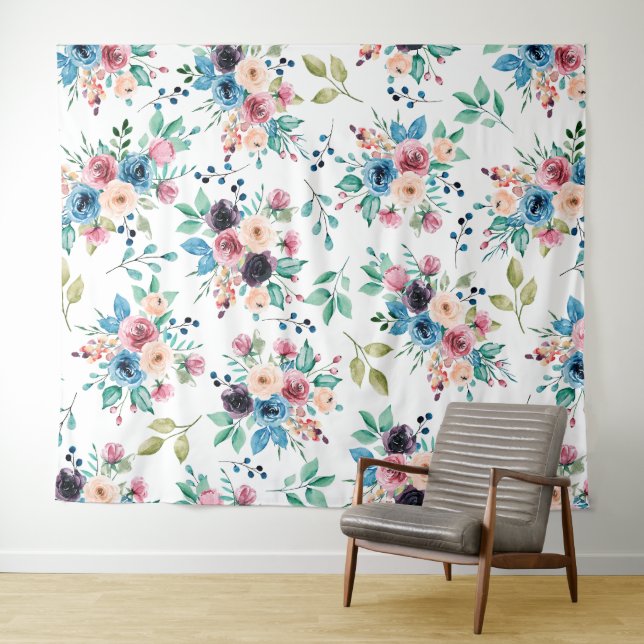 Colourful spring flowers pattern tapestry (In Situ (Horizontal))