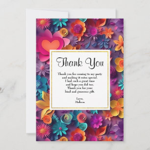 Colourful Spring Flowers Pattern Thank You Card