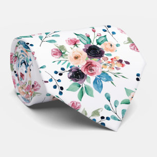 Colourful spring flowers pattern tie