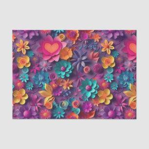 Colourful Spring Flowers Pattern Tissue Paper