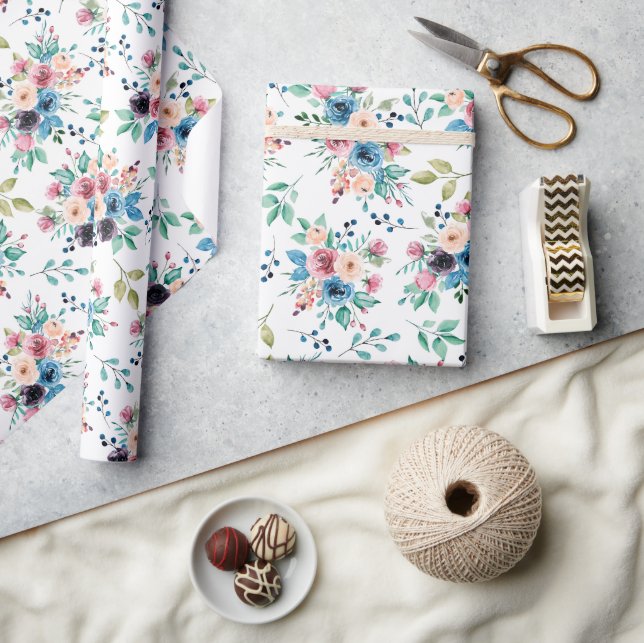 Colourful spring flowers pattern wrapping paper (Crafts)