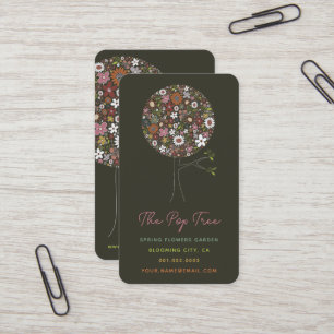 Colourful Spring Flowers Pop Tree Whimsical Chic Business Card