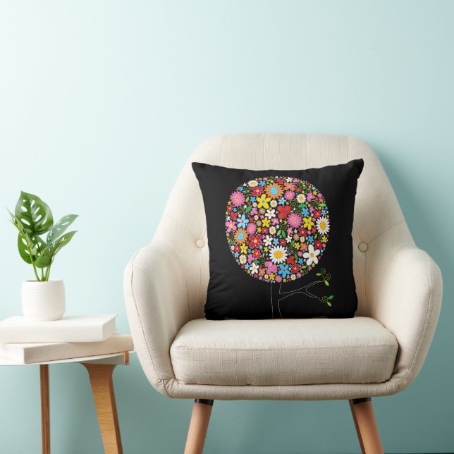 Colourful Spring Flowers Pop Tree Whimsical Chic Cushion (Chair)