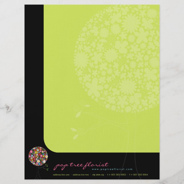 Colourful Spring Flowers Pop Tree Whimsical & Chic Custom Letterhead (Front)