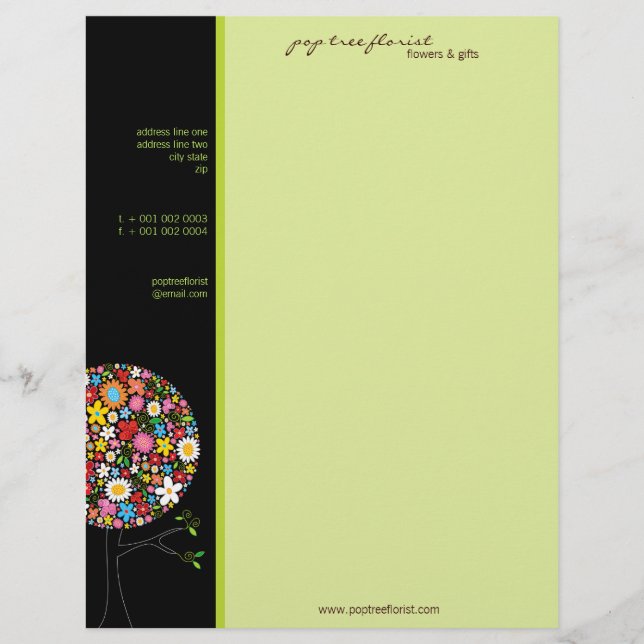 Colourful Spring Flowers Pop Tree Whimsical & Chic Customized Letterhead (Front)
