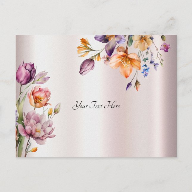 Colourful Spring Flowers Postcard (Front)