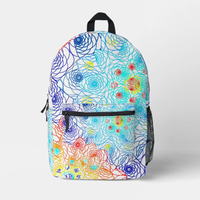 Colourful Spring Flowers Printed Backpack (Front)