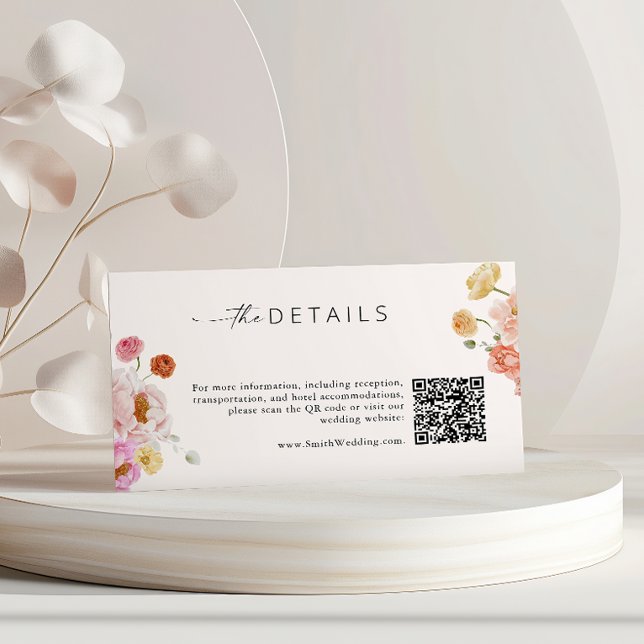  Colourful Spring Flowers QR Code Details Wedding Enclosure Card (Creator Uploaded)
